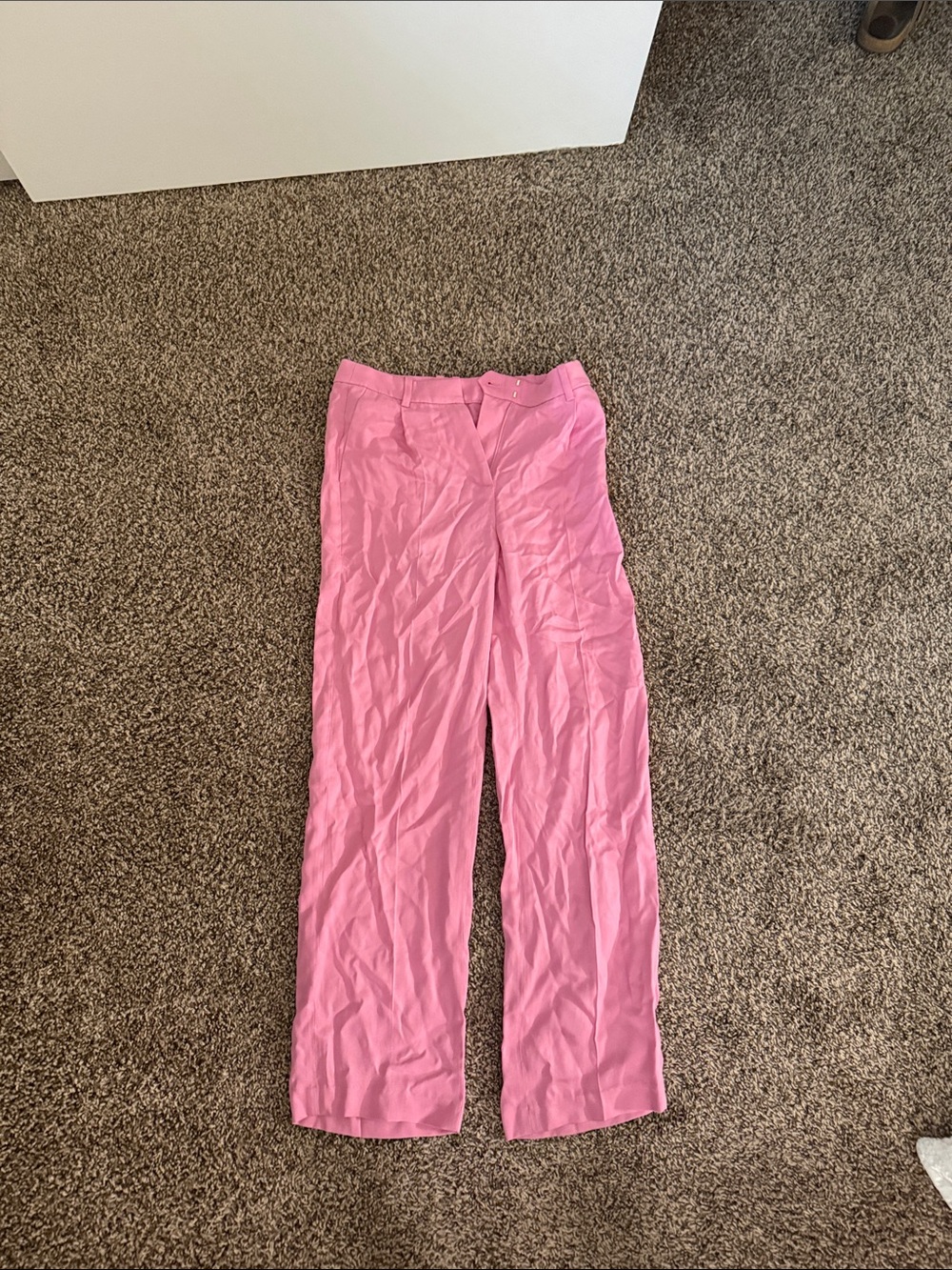 Women's Pink Straight-Leg Trousers - Casual Pull-On Pants